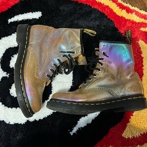 WOMENS ORANGE IRIDESCENT DR MARTENS BOOTS *AS IS*